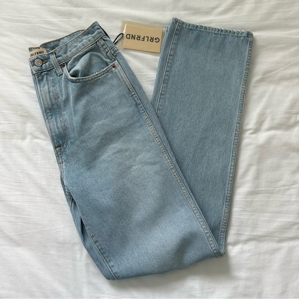 GRLFRND Denim Sara Super High Rise Slim Straight in Red Rock